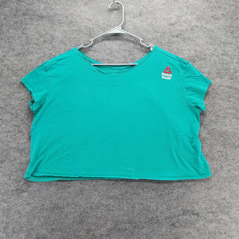 Reebok Crossfit Games 2016 Shirt Womens Large Short Sleeve Green Oversized Crop